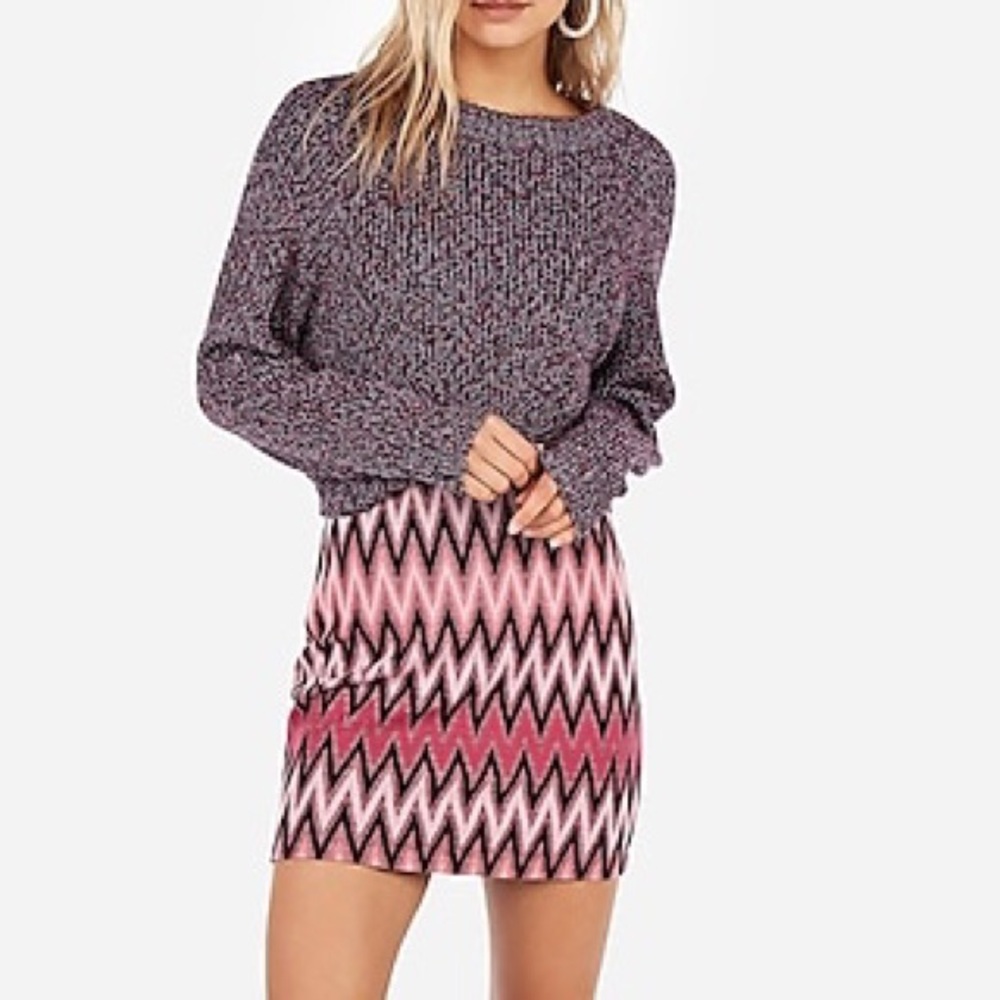 Express chevron mini skirt